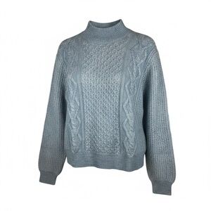 Chic Women's Cable Knit Turtleneck Sweater in Gray